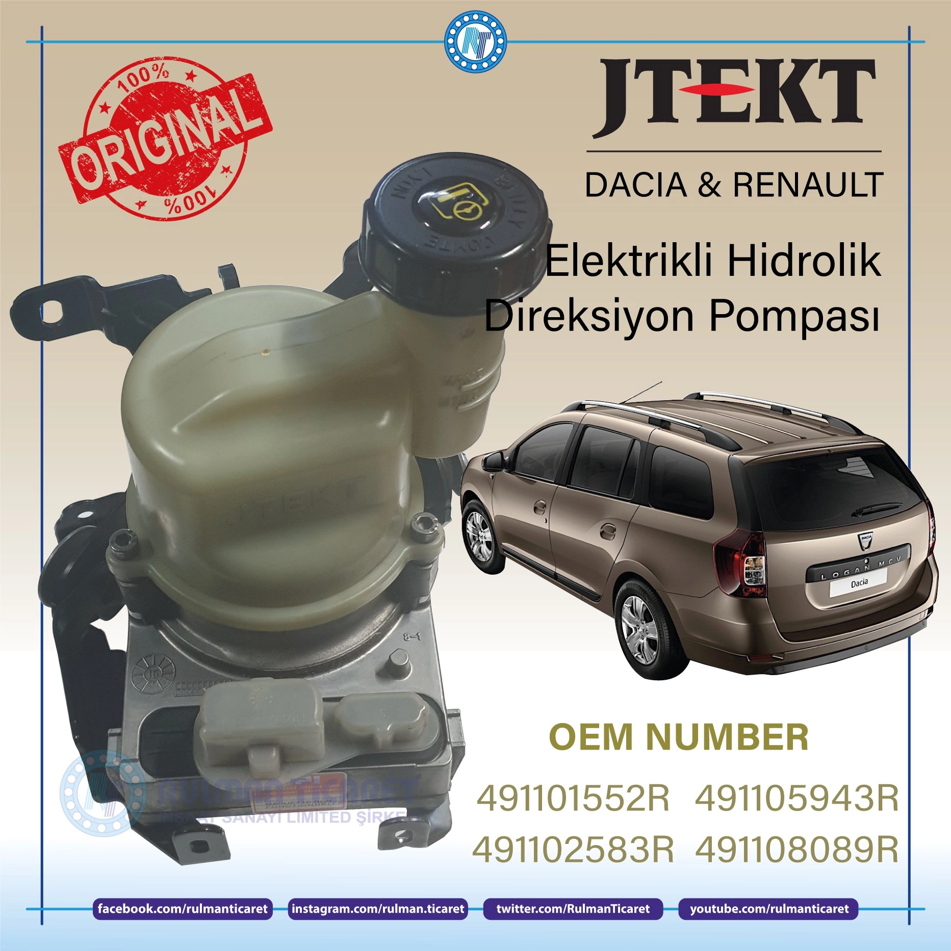 JTEKT%20Elektrikli%20Hidrolik%20Direksiyon%20Pompası-491108089R-G5102008