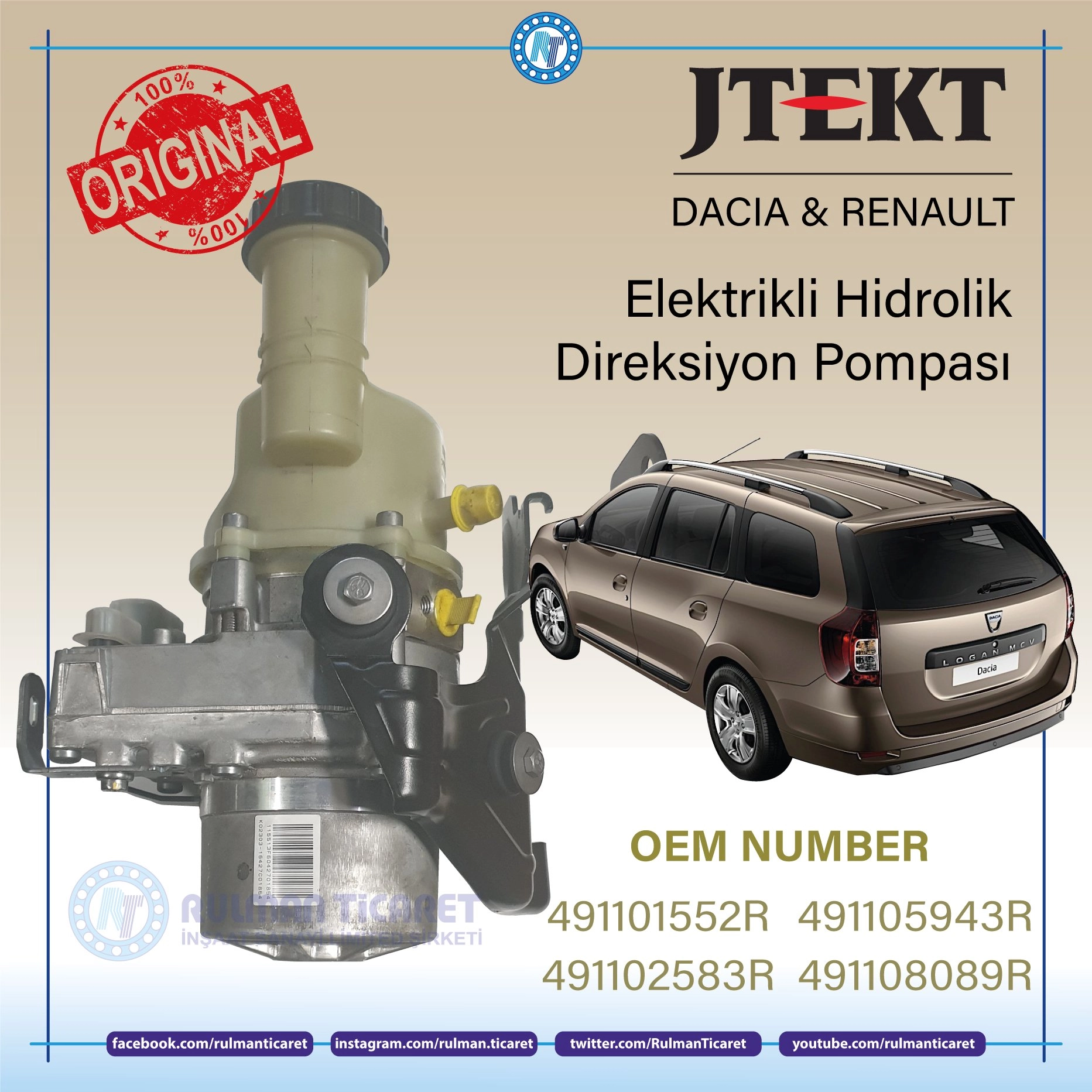JTEKT%20Elektrikli%20Hidrolik%20Direksiyon%20Pompası-491108089R-G5102008