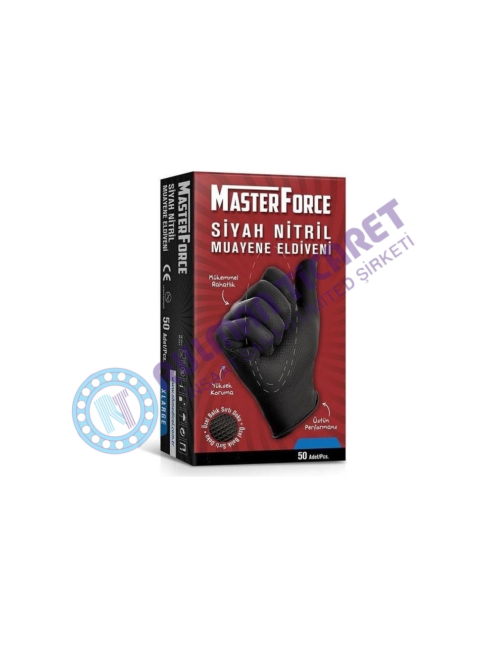 MasterForce%20Siyah%20Nitril%20Muayene%20Eldiveni%2050’li