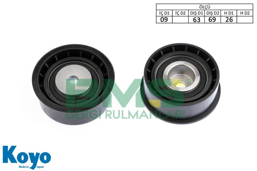 BMS 016 GERGİ RULMANI (09x63/69x26) OPEL; ASTRA F-G-H, CORSA B-C, TIGRA, VECTRA B-C, COMBO, ZAFIRA DAEWOO; NUBIRA