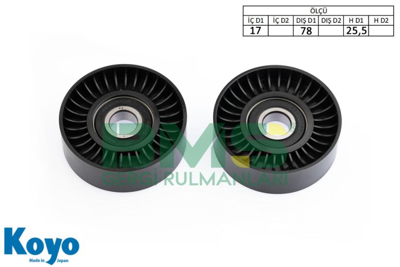 BMS 019 GERGİ RULMANI (17x78x25,5) CITROEN; C4-C5-C8-EVASION-JUMPYXSARA 1.8/2.0 PEUGEOT;206-307-406-407-607- EXPERT 1.8/2.0/2.2 FIAT/LANCIA; SCUDO 2.0 - 2.0 16V FORD; TRANSIT T.12 - T.15 +AC