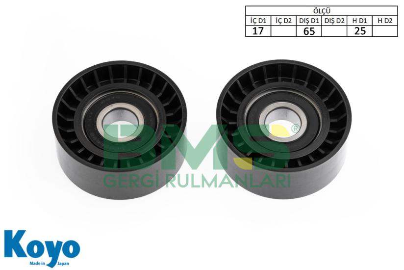 BMS 028 GERGİ RULMANI (17x65x25) PEUGEOT;1007- 3008; CITROEN; BERLINGO-C1-C2-C3-C4; FORD;FOCUS CMAX-FOCUS II, FIESTA V-VI TDCI, FUSION,MAZDA 3, MINI D VOLVO; C30, S40, V50, FIAT;SIENA-PALIO-DOBLO RENA