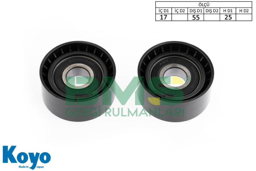 BMS 038 GERGİ RULMANI (17x55x25) CITROEN; BERLINGO - C3 - XSARA - XSARA - PICASSO - C5 - 1.4 HDI, 1.6 HDI PEUGEOT; 206 1.4 HDD - 407 1.6 HDD FORD; FIESTA V - FUSION 1.4 TDCI MAZDA; II