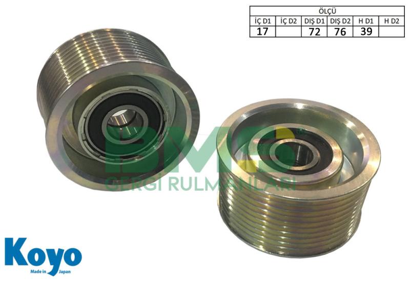 BMS 161 D GERGİ RULMANI (17x72/76x39) RENAULT TRUCKS Premium 2- RENAULT TRUCKS Kerax, VOLVO ; FM-FM9 / KANALLI GERGİ / TENSIONER ROW