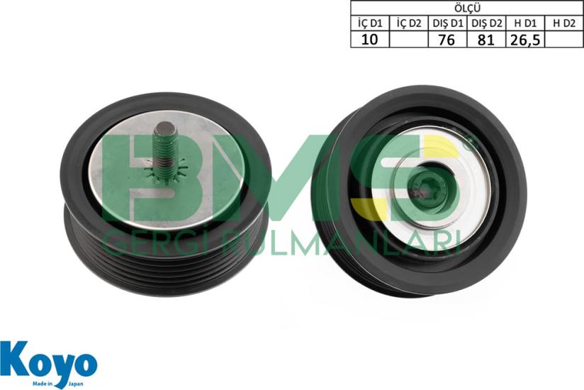 BMS 550 GERGİ RULMANI (10X76/81X26,5) AUDI;A1 , SEAT;IBIZA IV-ALHAMBRA , SKODA;FABIA II , VW;TOURAN-TIGUAN-SCIROCCO III-POLO V-JETTA-GOLF-GOLF PLUS  ,
