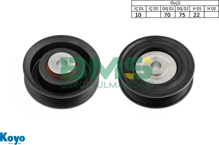 BMS 631 GERGİ RULMANI (10x70/75x22) GENERAL MOTORS; , OPEL; , SUZUKI; , VAUXHALL; ,