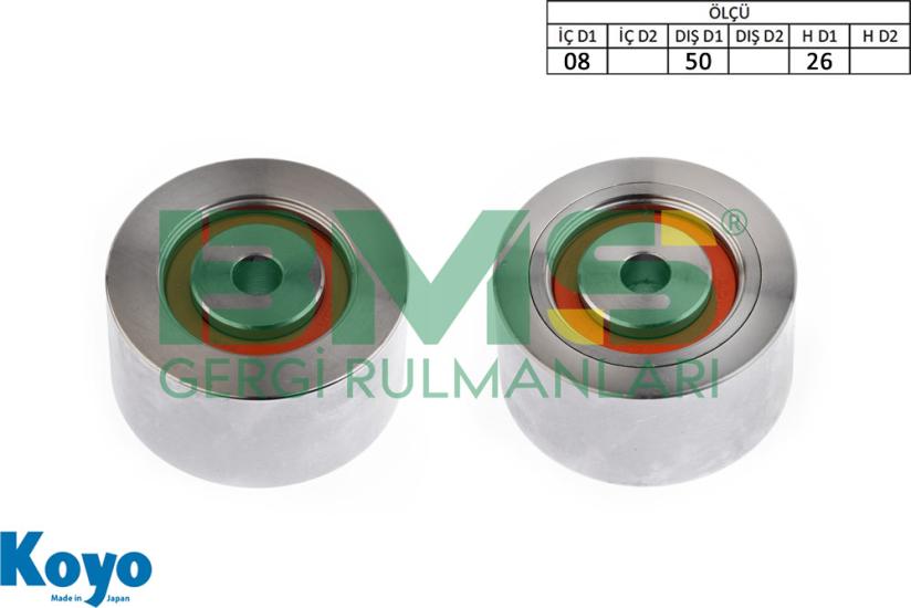 BMS 652 GERGİ RULMANI (08x50x26) CITREON;BERLINGO-C4-C5-EVASION-JUMPY-XANTIA-XSARA , FIAT;ULYSSE-SCUDO , PEUGEOT;PARTNER-EXPERT-806-406-307-306-206 ,