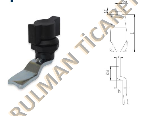 EMES YPKp 1,0,50 YAYLI PANO KİLİDİ PLASTİK KELEBEK